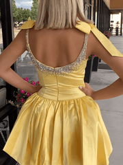 Dressystars Blue Beaded A Line Homecoming Dresses Short Cocktail Dresses With Bow