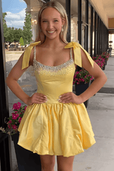 Dressystars Blue Beaded A Line Homecoming Dresses Short Cocktail Dresses With Bow