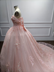 Dressystars Pink Quinceanera Dress Lace Appliques Ball Gown Off the Shoulder Sweet 16 Dress