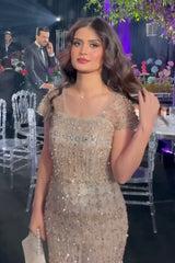 Dressystars Cap Sleeve Formal Dress Beaded Sheath/Column Evening Gown