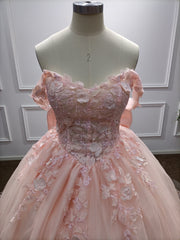 Dressystars Pink Quinceanera Dress Lace Appliques Ball Gown Off the Shoulder Sweet 16 Dress