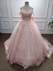 Dressystars Pink Quinceanera Dress Lace Appliques Ball Gown Off the Shoulder Sweet 16 Dress