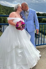 Dressystars Plus Size Wedding Dresses Off The Shoulder Tulle Bridal Gowns