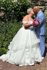 Dressystars Plus Size Wedding Dresses Off The Shoulder Tulle Bridal Gowns
