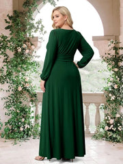 A-Line/Princess Sweetheart Long Sleeves Chiffon Plus Size Bridesmaid Dresses with Sash