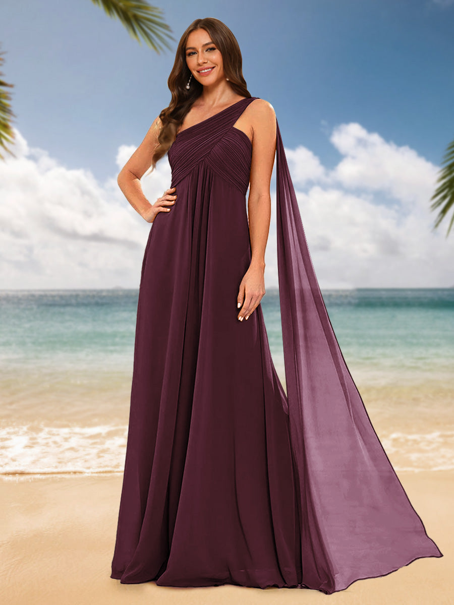 A-Line/Princess One-Shoulder Sleeveless Bridesmaid Dresses Burgundy