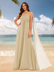 A-Line/Princess One-Shoulder Sleeveless Bridesmaid Dresses Champagne