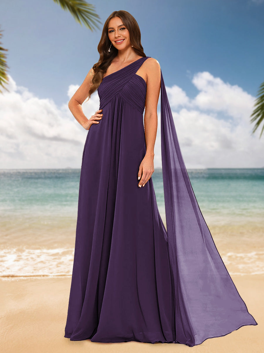 A-Line/Princess One-Shoulder Sleeveless Bridesmaid Dresses Grape