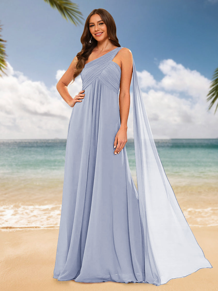 A-Line/Princess One-Shoulder Sleeveless Bridesmaid Dresses Lavender
