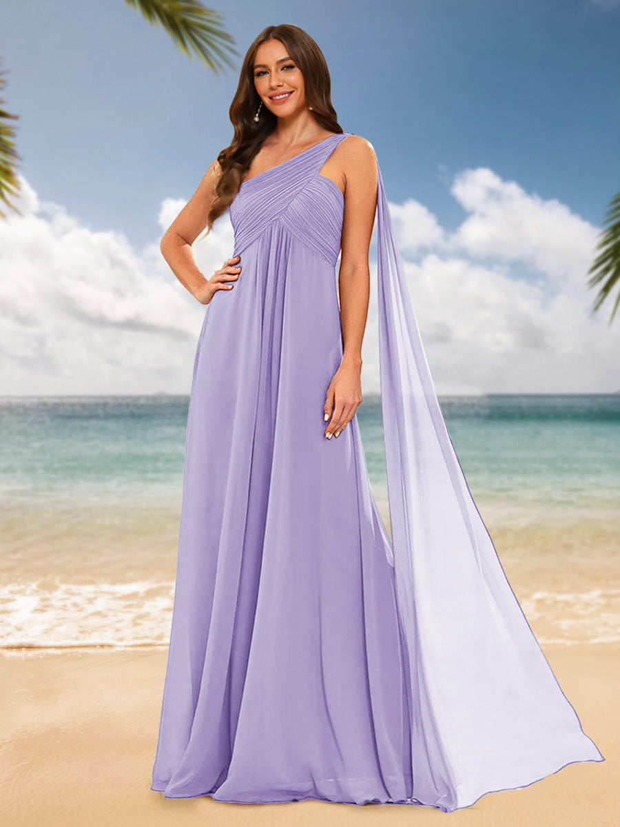 A-Line/Princess One-Shoulder Sleeveless Bridesmaid Dresses Lilac
