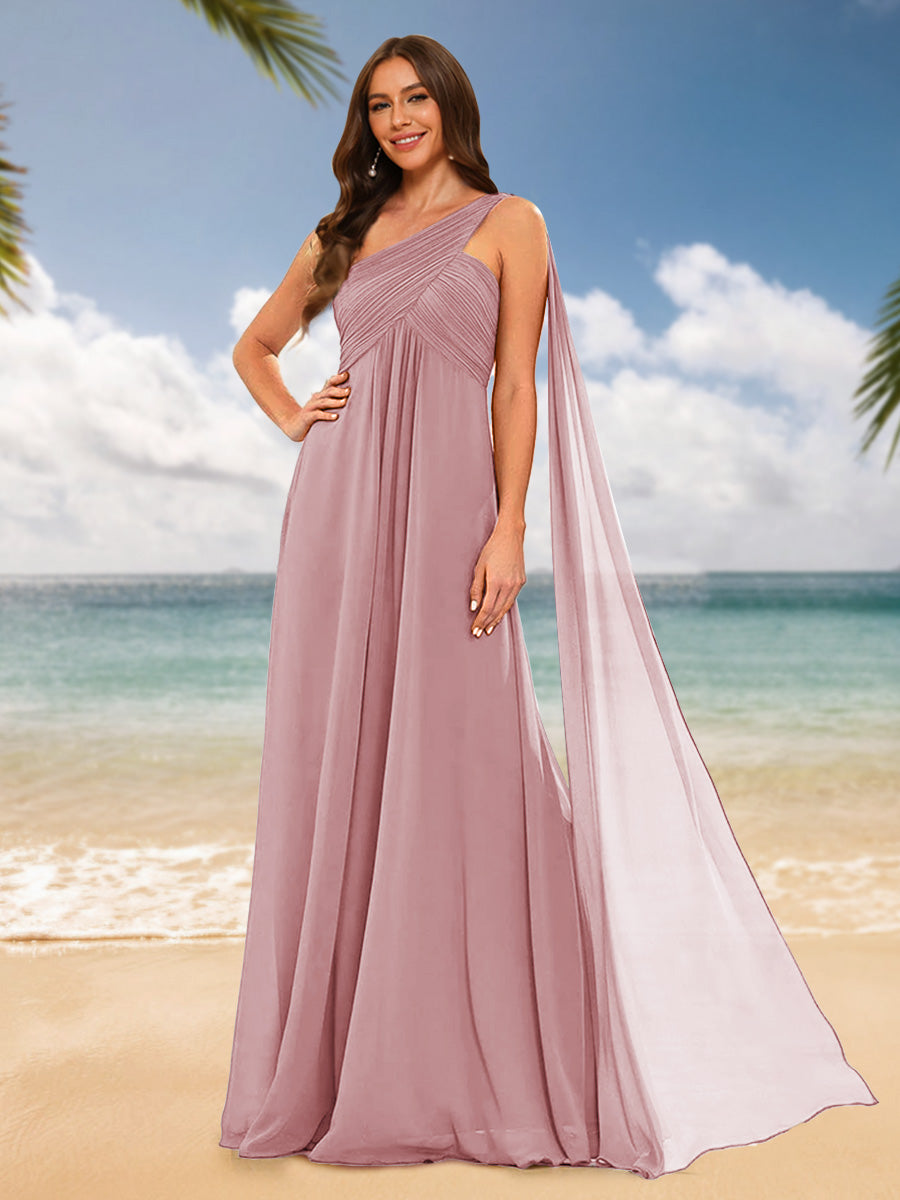 A-Line/Princess One-Shoulder Sleeveless Bridesmaid Dresses Mauve