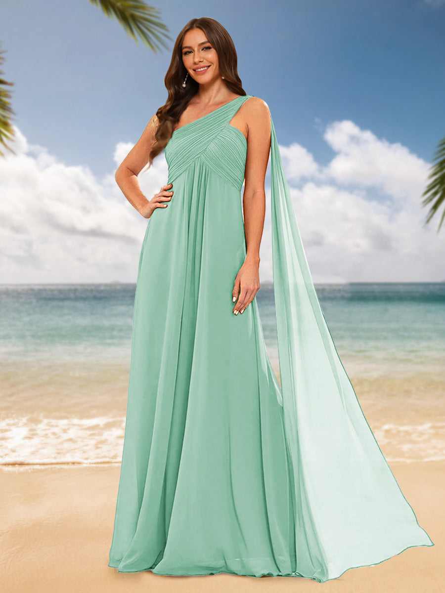 A-Line/Princess One-Shoulder Sleeveless Bridesmaid Dresses Mint Green