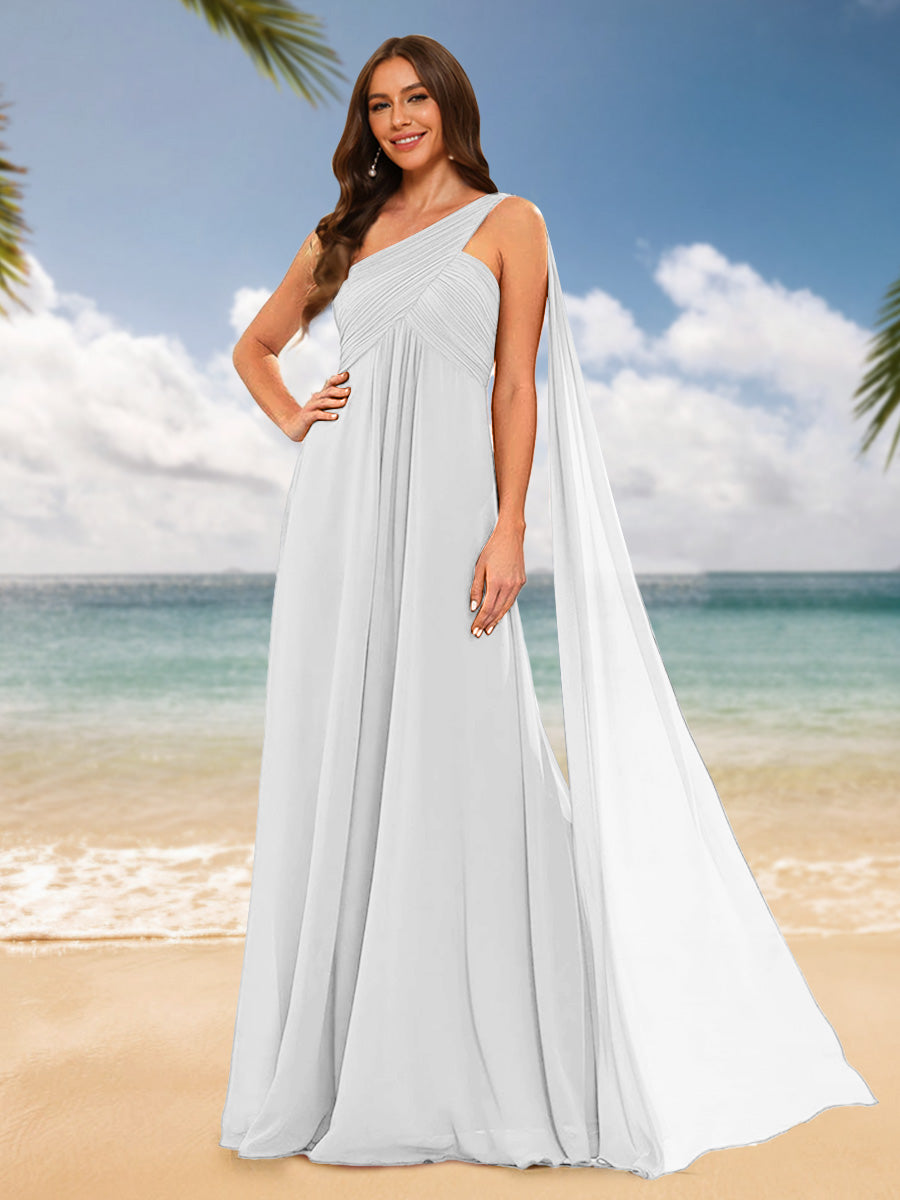 A-Line/Princess One-Shoulder Sleeveless Bridesmaid Dresses Off White
