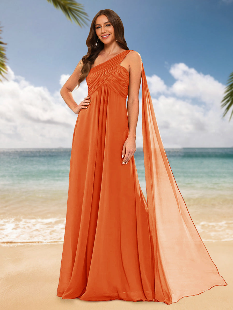 A-Line/Princess One-Shoulder Sleeveless Bridesmaid Dresses Orange