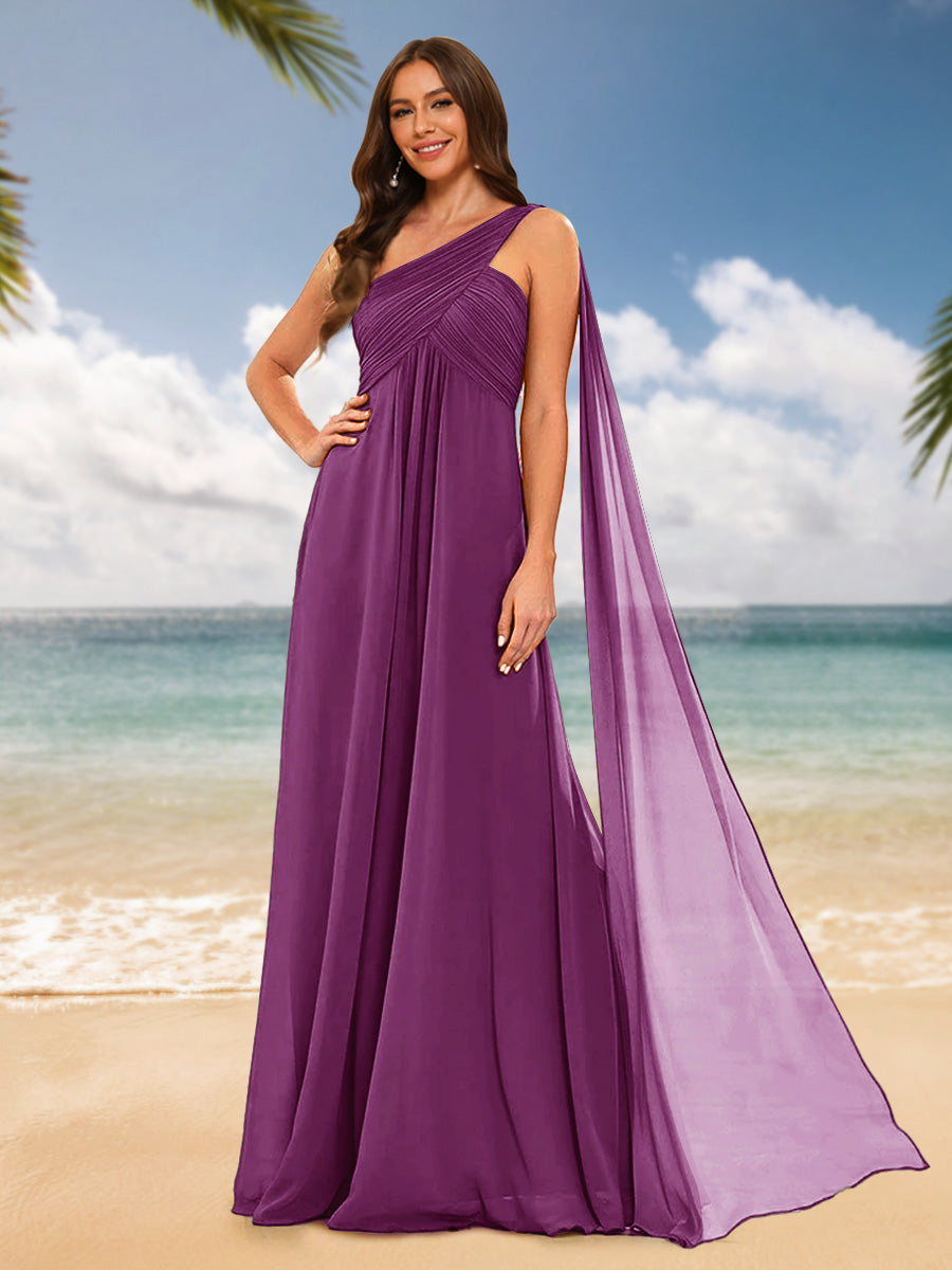 A-Line/Princess One-Shoulder Sleeveless Bridesmaid Dresses Orchid