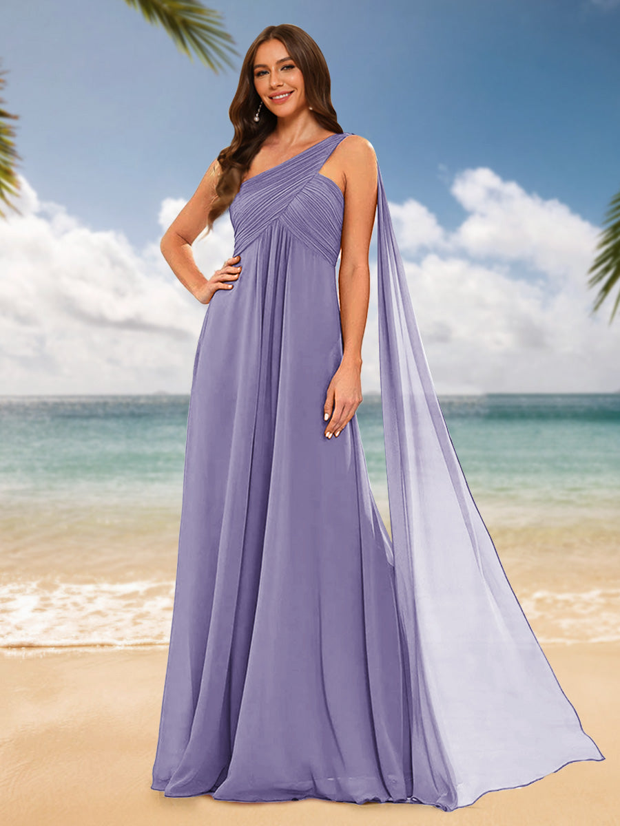 A-Line/Princess One-Shoulder Sleeveless Bridesmaid Dresses Wisteria