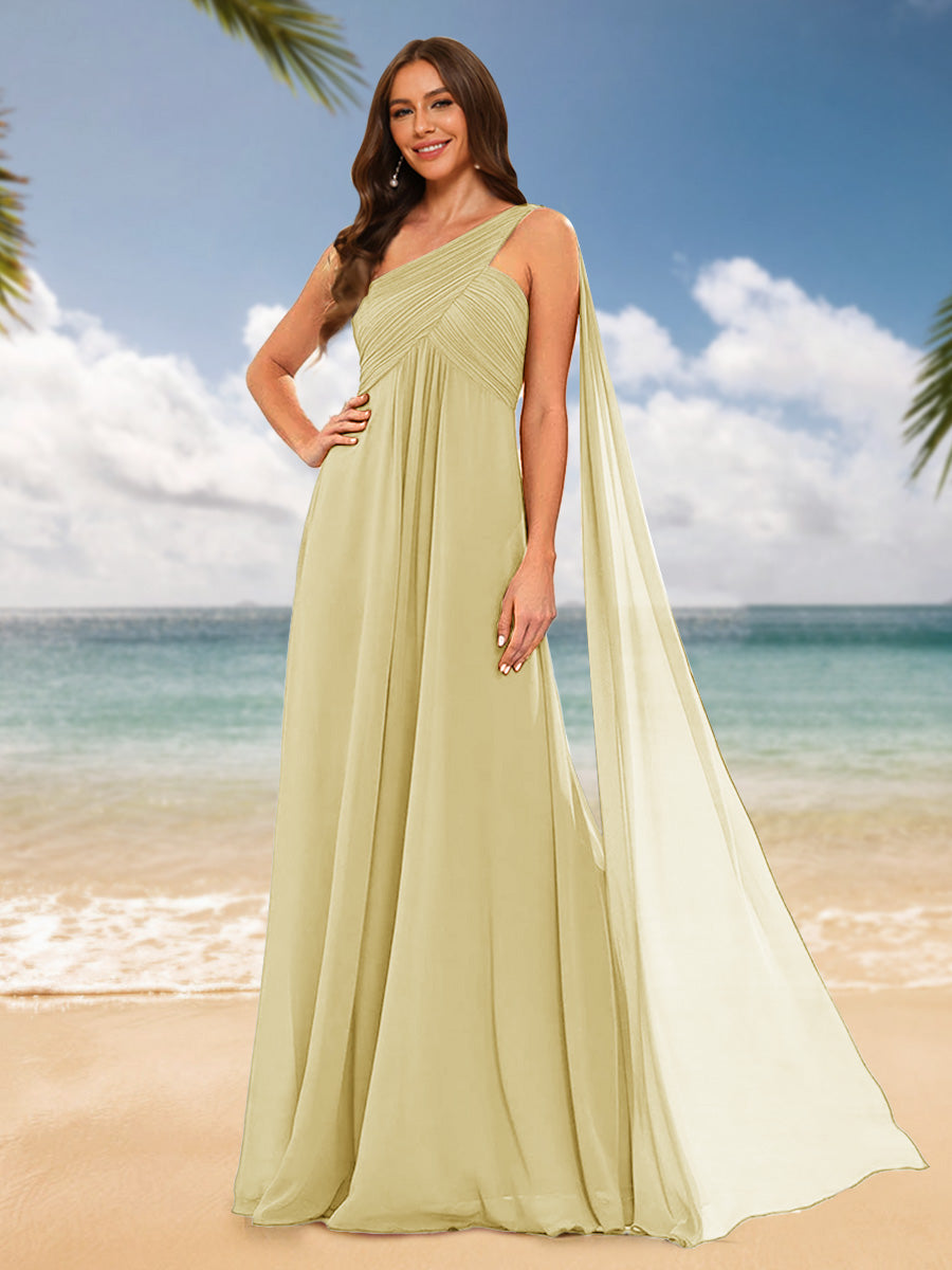 A-Line/Princess One-Shoulder Sleeveless Bridesmaid Dresses Yellow
