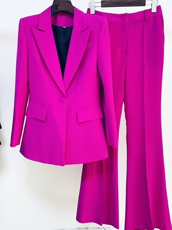2-Piece Suit For Women With Single-Breasted Button And Peak Lapel