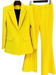 2-Piece Suit For Women With Single-Breasted Button And Peak Lapel