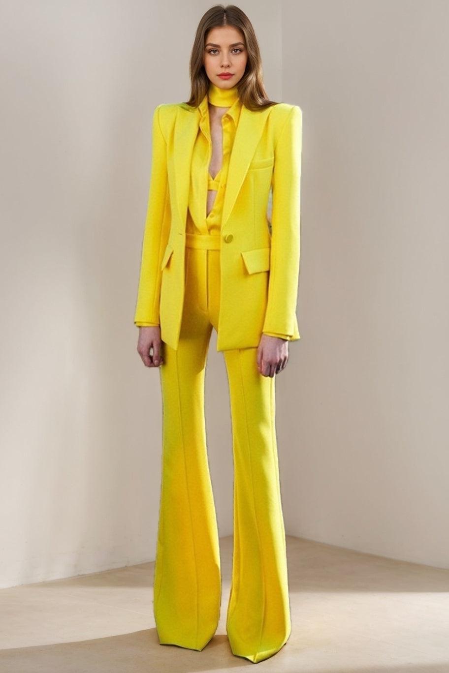 2-Piece Suit For Women With Single-Breasted Button And Peak Lapel