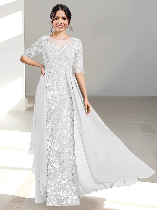 Floor-Length Mother of the Bride Dresses with A-Line and Princess Scoop Necklines