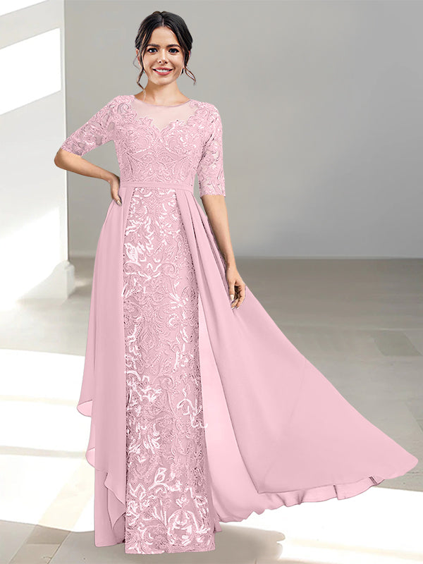 Floor-Length Mother of the Bride Dresses with A-Line and Princess Scoop Necklines