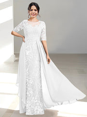 Floor-Length Mother of the Bride Dresses with A-Line and Princess Scoop Necklines