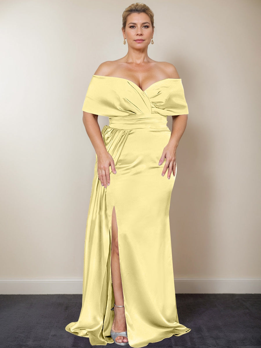 Plus Size Off-the-Shoulder Mother of the Bride Trumpet/Mermaid Dress with Side Split