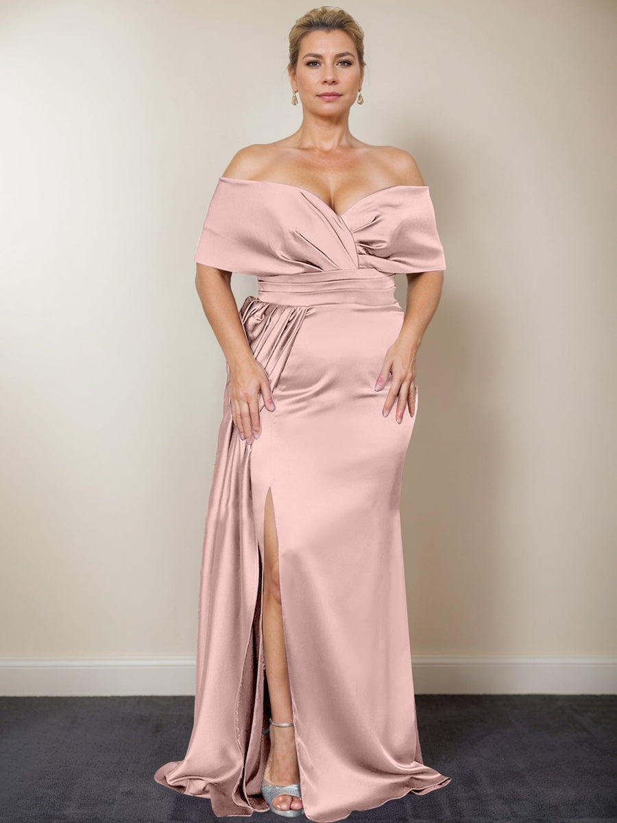 Plus Size Off-the-Shoulder Mother of the Bride Trumpet/Mermaid Dress with Side Split