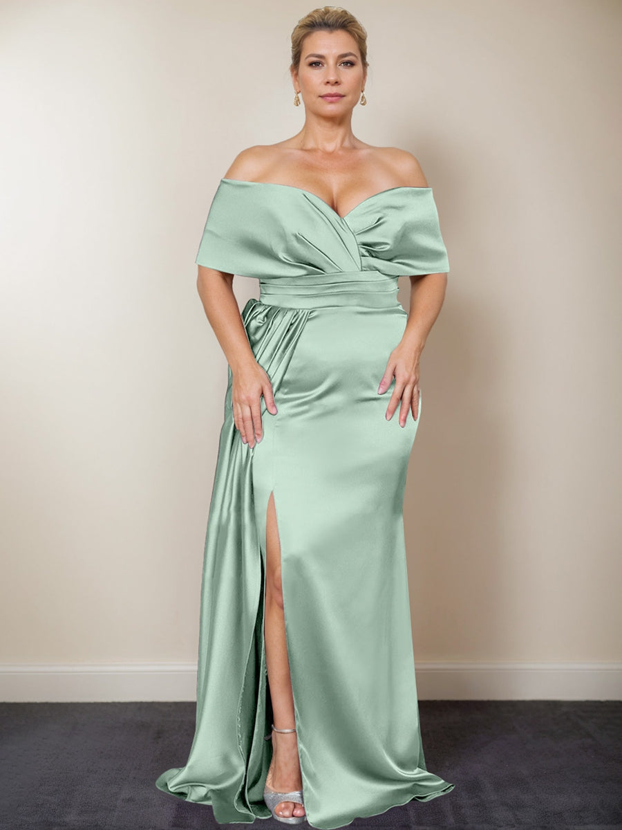 Plus Size Off-the-Shoulder Mother of the Bride Trumpet/Mermaid Dress with Side Split