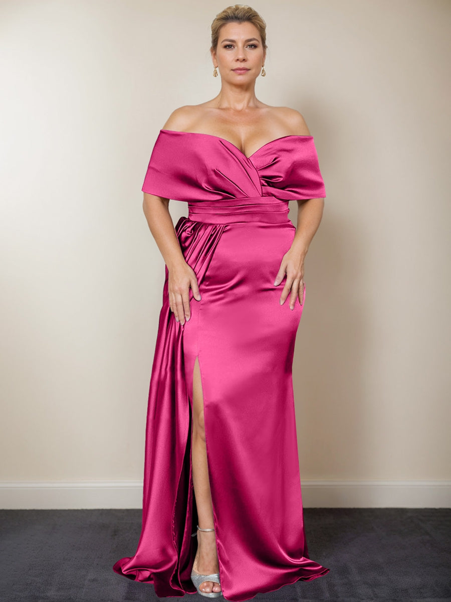 Plus Size Off-the-Shoulder Mother of the Bride Trumpet/Mermaid Dress with Side Split