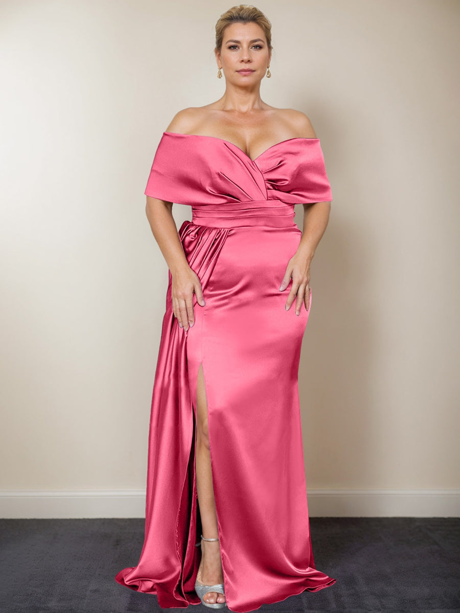 Plus Size Off-the-Shoulder Mother of the Bride Trumpet/Mermaid Dress with Side Split