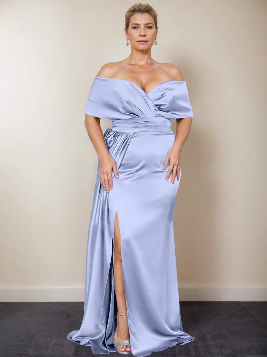 Plus Size Off-the-Shoulder Mother of the Bride Trumpet/Mermaid Dress with Side Split