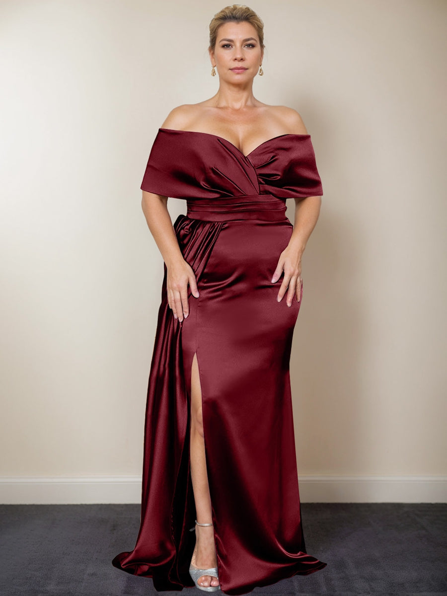 Plus Size Off-the-Shoulder Mother of the Bride Trumpet/Mermaid Dress with Side Split