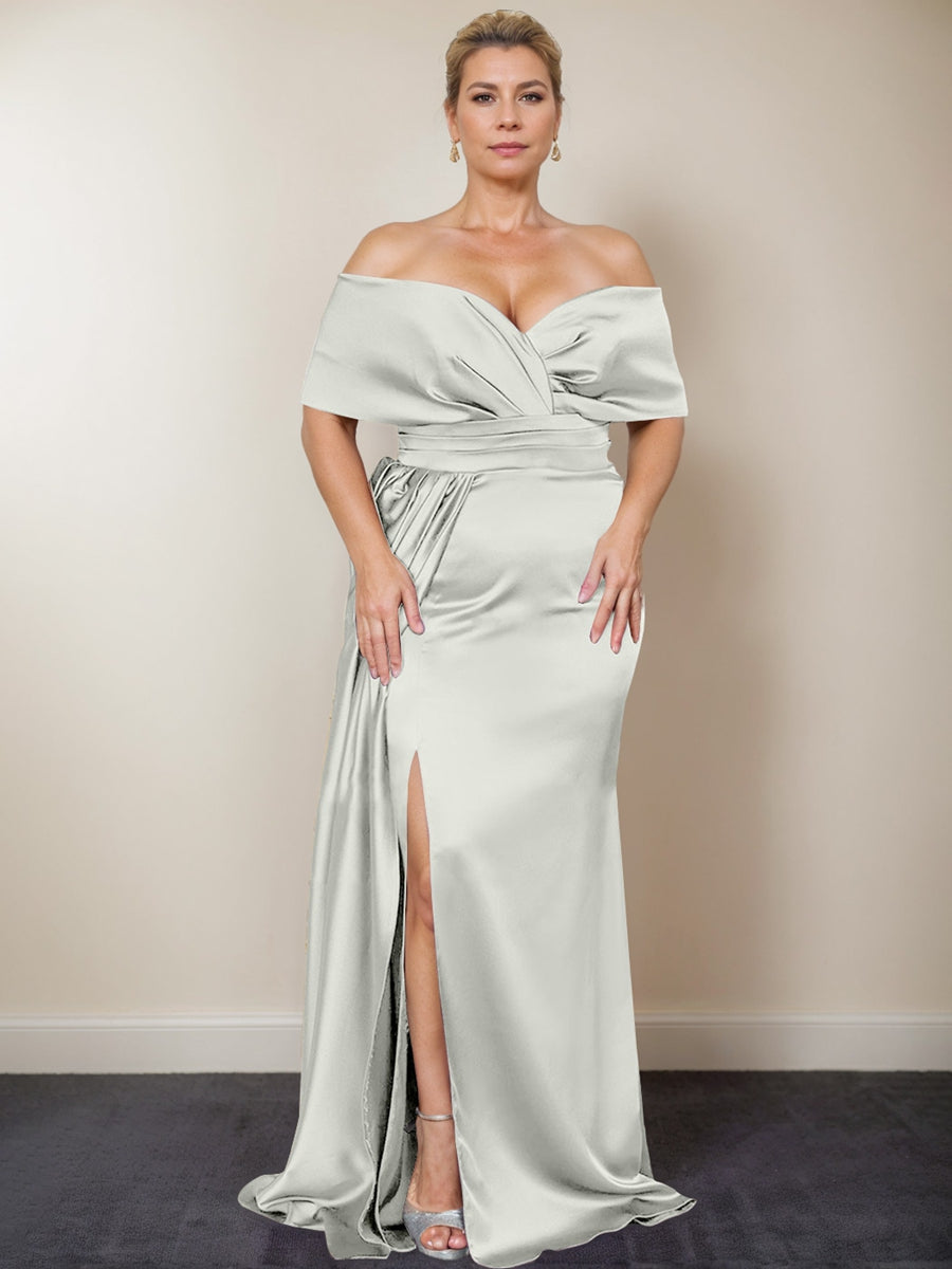 Plus Size Off-the-Shoulder Mother of the Bride Trumpet/Mermaid Dress with Side Split
