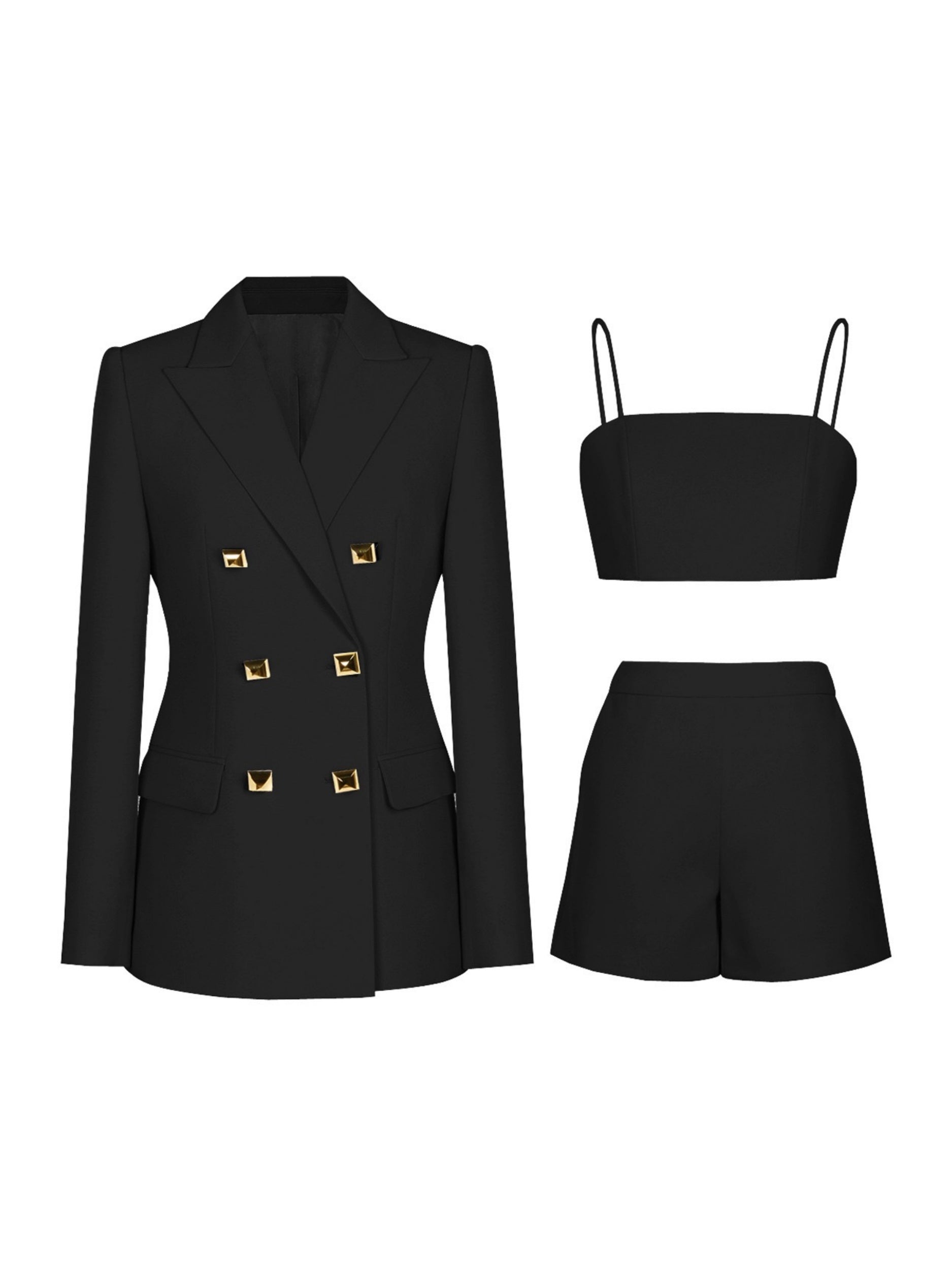 3-Piece Fuchsia Double-Breasted Suits For Women's Prom