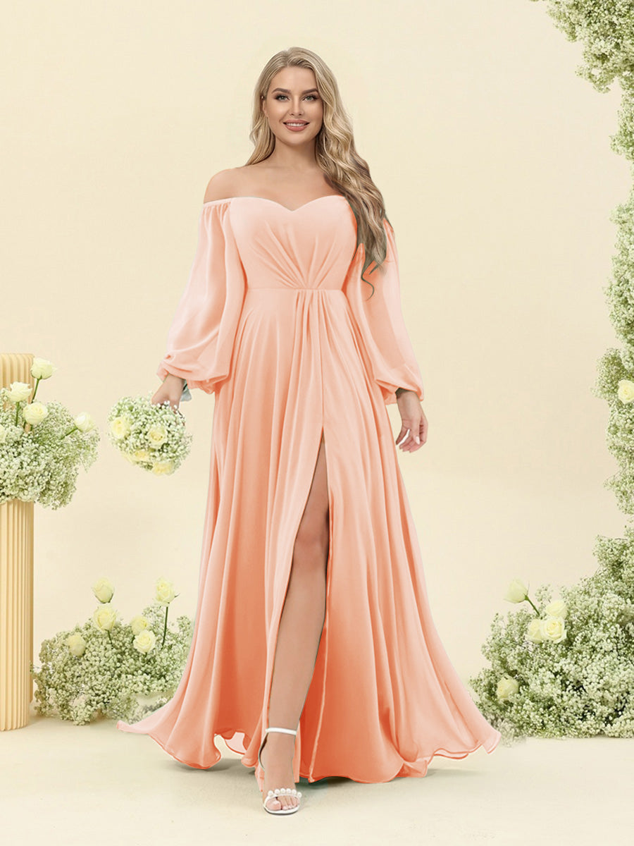 A-Line/Princess Sweetheart Floor-Length Long Plus Size Bridesmaid Dresses with Split Side & Ruffles Blush Pink