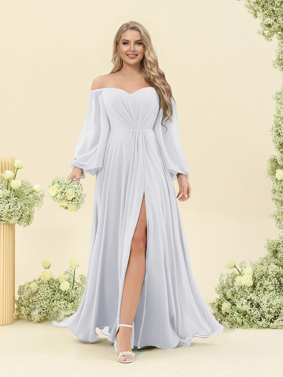 A-Line/Princess Sweetheart Floor-Length Long Plus Size Bridesmaid Dresses with Split Side & Ruffles White