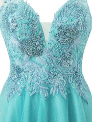 A Homecoming Dress Sparkling A Line Shoulder Strap Glitter Tulle Short Party Cocktail Dress