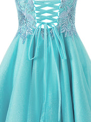 A Homecoming Dress Sparkling A Line Shoulder Strap Glitter Tulle Short Party Cocktail Dress
