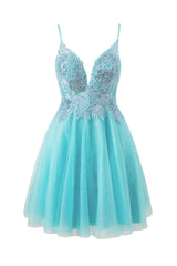A Homecoming Dress Sparkling A Line Shoulder Strap Glitter Tulle Short Party Cocktail Dress