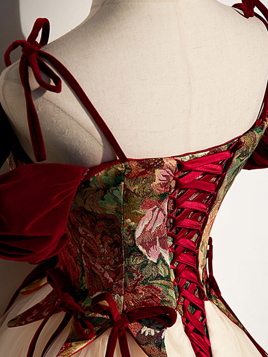 A Line Champagne Prom Dress Tulle Long Evening Dress