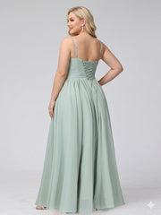 A-Line Halter Sleeveless Ruched Floor-Length Chiffon Plus Size Bridesmaid Dresses