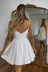 A Line Homecoming Dress Beaded Corset Short Prom Dress