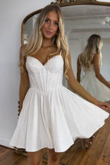 A Line Homecoming Dress Beaded Corset Short Prom Dress