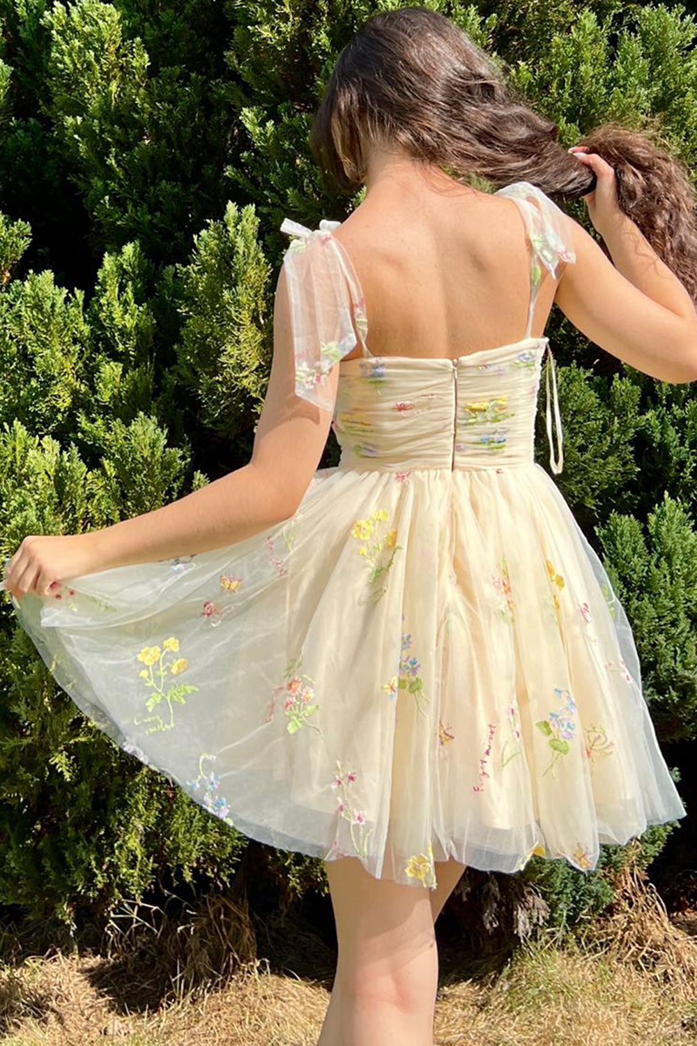 A Line Homecoming Dress Cropped With Delicate Floral Embroidery Short Party Cocktail Dress