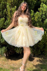 A Line Homecoming Dress Cropped With Delicate Floral Embroidery Short Party Cocktail Dress