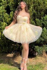 A Line Homecoming Dress Cropped With Delicate Floral Embroidery Short Party Cocktail Dress