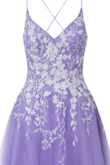 A Line Homecoming Dress Glitter Tulle with Delicate Appliques Short Party Cocktail Dress