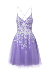 A Line Homecoming Dress Glitter Tulle with Delicate Appliques Short Party Cocktail Dress